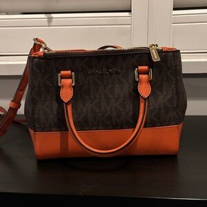 Michael Kors Dark Brown and Orange Satchel